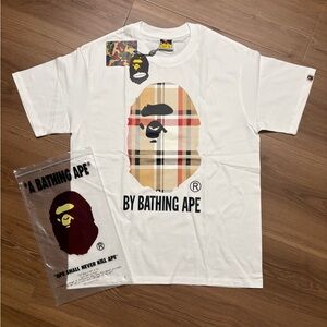 BAPE X Burberry White T-Shirt A Bathing Ape Size - Large
